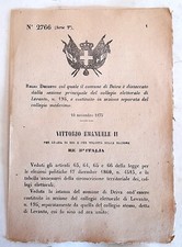 Royal Decree 2766 Vittorio Emanuele II 1875 Kingdom of Italy Original Document picture