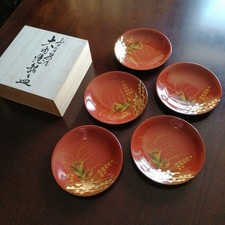Wajima Lacquer Gold Paint 14.6cm Individual Plate Japanese Fine Craft picture