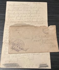 WWI AEF letter 149th FA, taken $10,000 insurance, am safe, no chance to write. picture
