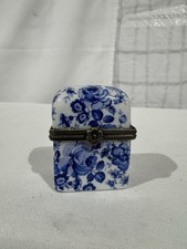Vintage Limoges France Porcelain Perfume Box w Glass Bottles Floral picture