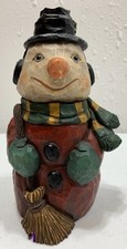 Vtg Craig Kirkwood folk art Snowman Figurine Laramie WY Winter Signed picture