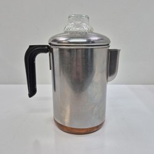 Vintage 1801 Revere Ware Copper Bottom Percolator Coffee Pot Complete Excellent picture