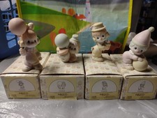Enesco Precious Moments Clown Porcelain Figurines Set of 4 1986 w/ Box picture