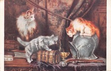 Animals Cat Kitten Art by J Le Roy At the Antiquary's vintage postcard C364 picture