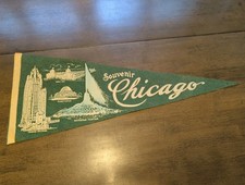 VTG Chicago Pennant Buckingham Fountain PLANETARIUM Tribune Building NAVY PIER picture