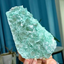 1.55LB Rare transparent green cubic fluorite mineral crystal sample/China picture