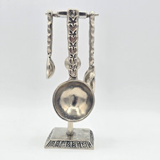 Rare Crosby & Taylor Heart Design Pewter Measuring Spoons w/ Display Stand picture