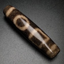 Vintage Tibetan Heaven＆Earth Dzi Bead Old Agate Amulet Pendant Protection 48×12 picture