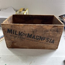 Vintage Wooden Shipping Crate Advertising Box Milk of Magnesia 1905 Glenbrook  picture