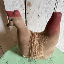 Primitive Chicken Hen Stuffed Prim Rustic Decor Fabric Grungy Bird Farmhouse picture