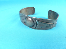 Rare Antique or Old Vintage Hopi Sterling Silver Overlay Cuff Bracelet picture