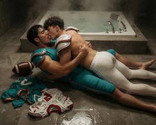 Gay Interest Male Asian Beefcake Physique Wet Kissing Photo Print M017880 picture