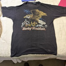 Vintage 3d Emblem 1985 Harley Davidson T- shirt Damaged No Size Santa Rosa Cali picture
