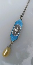 VTG Elegant Sterling WWII U.S. ARMY AIR CORPS Sweetheart Enamel Pendant Necklace picture