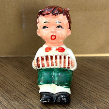Vintage Ceramic Novelty Boy Accordion Salt Shaker Figurine, 3 in picture