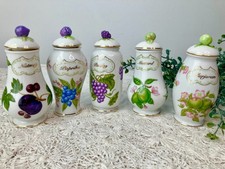 VTG Nutmeg Lenox Orchard Spice Jars 1994 Fruit Designs 3D Porcelain 24K READ picture