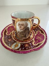 Antique Royal Vienna Portrait King Louis XVI Demitasse Cup Saucer picture
