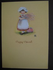  UNUSED vintage greeting card Mary Engelbreit THANKSGIVING Happy Harvest glitter picture