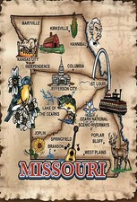 Missouri, Mother of the West, Jefferson City, St. Louis etc - State Map Postcard picture