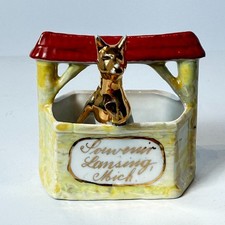 LANSING MI MICHIGAN Souvenir ANTIQUE WELL GOLD CHINA TRINKET  picture