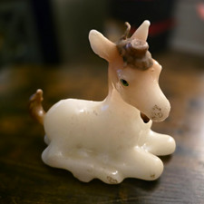 Vtg Hand Painted Figural Wax Candle Lying Pony Foal Donkey Inset Eyes Unstruck picture