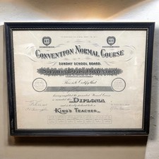 1925 Southern Baptist Convention “King’s Teacher” Diploma Framed Religious Item picture