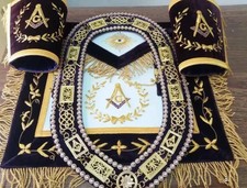 Masonic Grand Lodge Master Mason Apron Set with Cuffs & Chain Collar picture