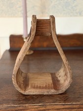 Antique 19th century Wooden Horse Stirrup Bentwood Iron Mounted Primitive Wester picture
