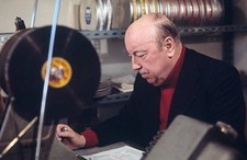 Marcel Carne in cutting room during a report of the television news Old Photo picture