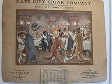 Vintage 1916 Gate City Cigar Co Calendar Rapid City SD CM Coolidge Dog Art RARE picture