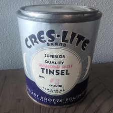 Vintag Tin of Cres-Lite Super Quality Diamond Dust Tinsel #3 By Crescent Bronze picture