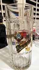 Wernesgrüner Pils Clear Glass Beer Mug, Decorated Logo, Handle, 0.5 L picture
