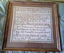 Antique 1860 Needlework Sampler Alphabet & Bible Pasage picture
