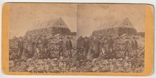 GROUP AT TIP TOP HOUSE - TELESCOPE? - MT WASHINGTON - WHITE MOUNTAINS BIERSTADT picture