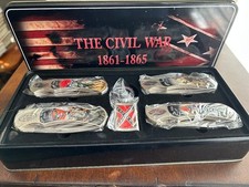 Rare 1861-1865 The Civil War Commemorative Knife Set- Keychain. Confederate set picture