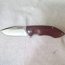 Böker Plus Anso II Pocketknife Wood Handle SS Drop Point Liner Lock Clip picture