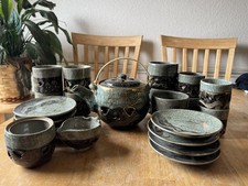 Vintage Otagiri Soma Ware Somayaki Crackle Glaze 22 Peice Tea Set picture
