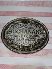 Buchanan’s Deluxe Scotch Whiskey Silver Tone Belt Buckle Western Cowboy Vaquero picture