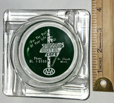 Vintage Swiggums Motel Cafe St Cloud Minnesota Clear Glass Square Ashtray picture