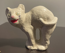VNTG Solid Cast Iron Screech Cat~Halloween Arched Scaredy Cat~Paper Weight picture