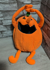Vintage Bestever Plush Halloween Pumpkin Trick or Treat Bag Bucket Plush W Nose picture