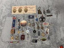 #1 VINTAGE KEYCHAIN LOT OF 35 ADVERTISING METAL TRAVEL DESTINATIONS KEY CHAIN picture