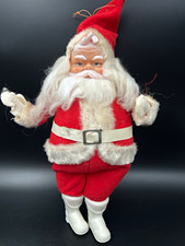 Vintage 1950s Japan Rubber Face Santa Doll Red Felt Suit White Boots Christmas picture