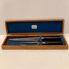 Vintage Lauffer Stainless Steel Germany 2 Pc Carving Set Knife & Fork in Box picture