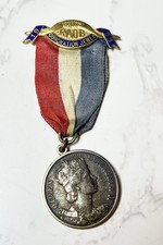 1953 Queen Elizabeth II Coronation Silver Medal RAOB Jewel Pin Royal Fraternal picture