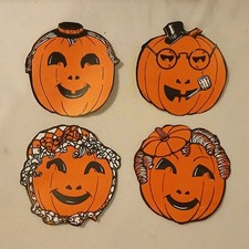 Beistle Halloween Pumpkins Paper Cut Out Set 40s - Great Condition picture