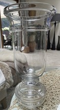 $180 GLOBAL VIEWS MASSIVE CLEAR GLASS PILLAR HURRICANE CANDLE HOLDER VASE GREAT picture