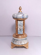 Vtg Reuge Romance Blue Onyx Marble Cigar Lipstick Carousel Music Box - Works picture