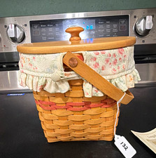 Longaberger 2001 Mother's Day Vintage Blossoms Basket w/ Liner Protector Lid picture