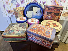 LOT of 8 Vintage Tins - Teddy Bear, Americana, Coca-Cola - Collectible Decor picture